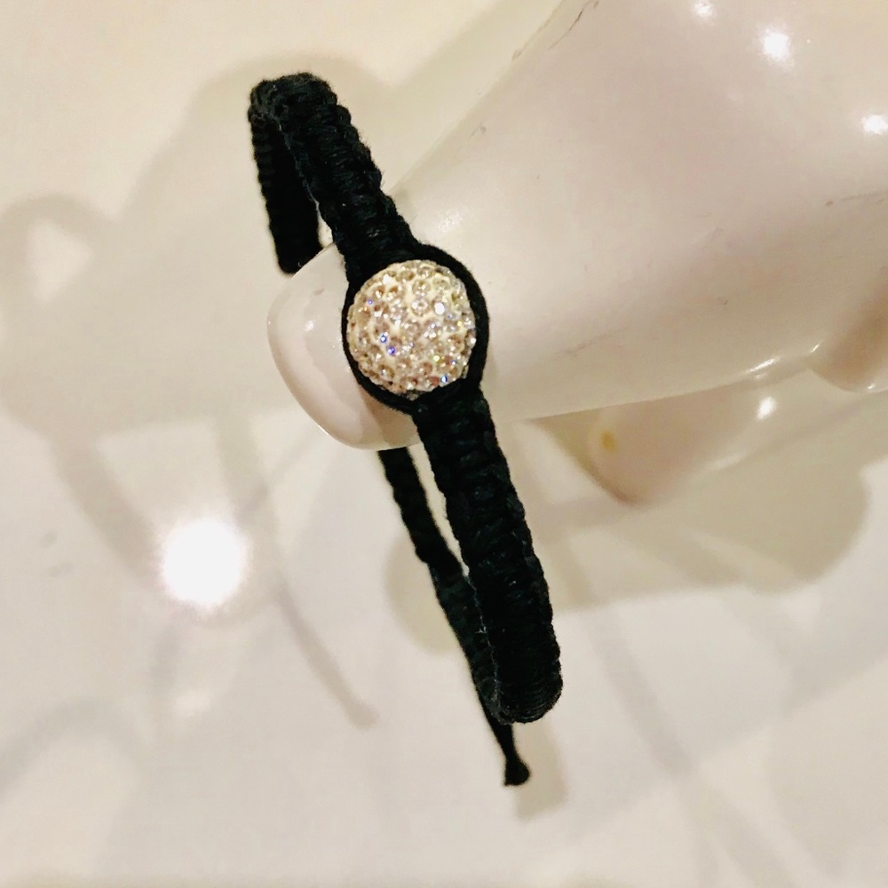 Black Knotted Bracelet with Pave Ball